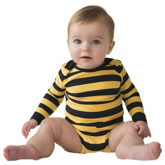 COUVER Unisex Baby Infant Toddler Long Sleeve Lap Shoulder Striped color Bodysuit Onesie, Black / Golden Yellow, 12M