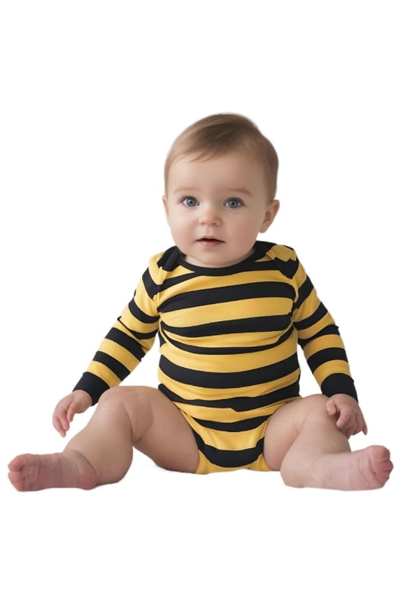 Unisex Baby Infant Toddler Long Sleeve Lap Shoulder Striped color Bodysuit Onesie, Black / Golden Yellow, 12M