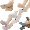 thumbnail image 1 of COUVER Unisex Baby Non Slip Grip Ankle Socks with Non Skid Soles for Infants Toddlers Kids Boys Girls, Cartoon Animals, 1-3T, 5 Pairs, 1 of 6