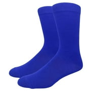 COUVER Unisex Classic Cotton Solid Plain Crew Dress Socks, Blue, One Size 8-13, 1 Pair