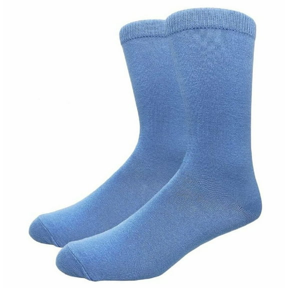 COUVER Unisex Classic Cotton Solid Plain Crew Dress Socks, Cerulean Blue, One Size 8-13, 1 Pair