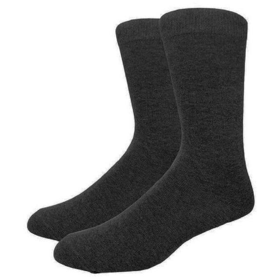 COUVER Unisex Classic Cotton Solid Plain Crew Dress Socks, Charcoal, One Size 8-13, 1 Pair