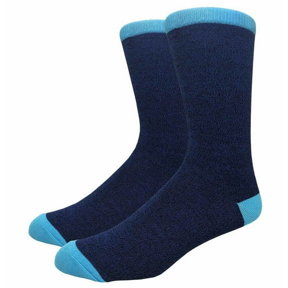 COUVER Unisex Classic Cotton Solid Plain Crew Dress Socks, Heather Navy, One Size 8-13, 1 Pair