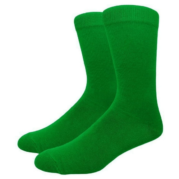 COUVER Unisex Classic Cotton Solid Plain Crew Dress Socks, Kelly Green, One Size 8-13, 1 Pair