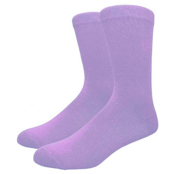 COUVER Unisex Classic Cotton Solid Plain Crew Dress Socks, Lavender, One Size 8-13, 1 Pair
