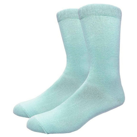COUVER Unisex Classic Cotton Solid Plain Crew Dress Socks, Light Sky Blue, One Size 8-13, 1 Pair