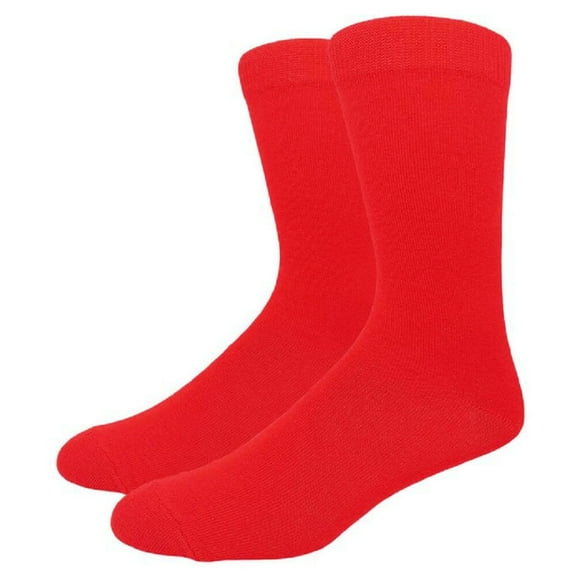COUVER Unisex Classic Cotton Solid Plain Crew Dress Socks, Red, One Size 8-13, 1 Pair