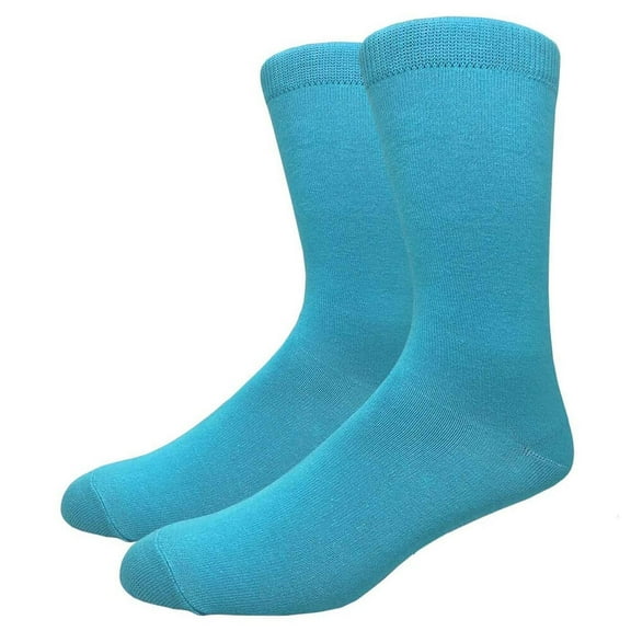 COUVER Unisex Classic Cotton Solid Plain Crew Dress Socks, Sky Blue, One Size 8-13, 1 Pair
