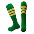 thumbnail image 1 of COUVER Unisex Cotton Bottom Cushion Striped Knee High Softball Sports Socks, Green/White/Yellow, Large, 1Pair, 1 of 8