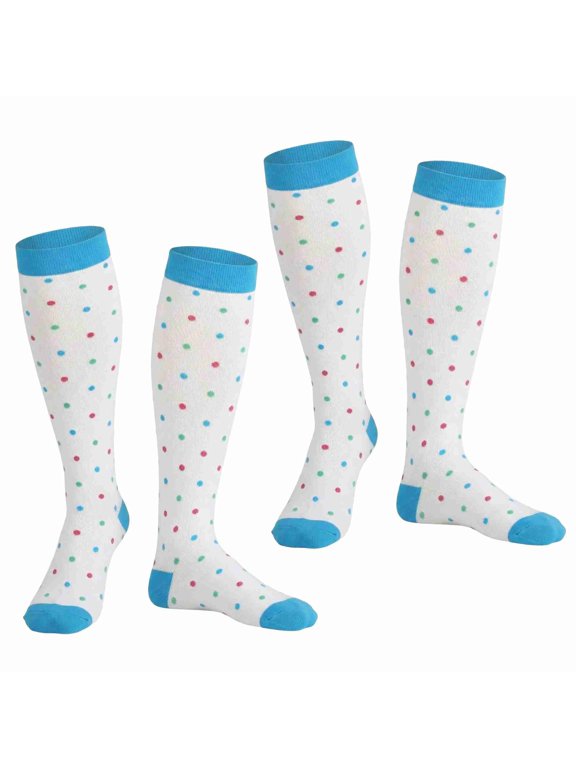 Unisex Cushioned Support Socks Tiny Polka Dots Small-Medium 2 Pairs (4 Count)