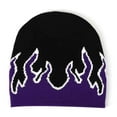 thumbnail image 1 of COUVER Unisex Flame Fire Design Cuffless Beanie Hat Ski Beanie Hat, Black / Gold & Purple Fire, One Size, 1 of 2