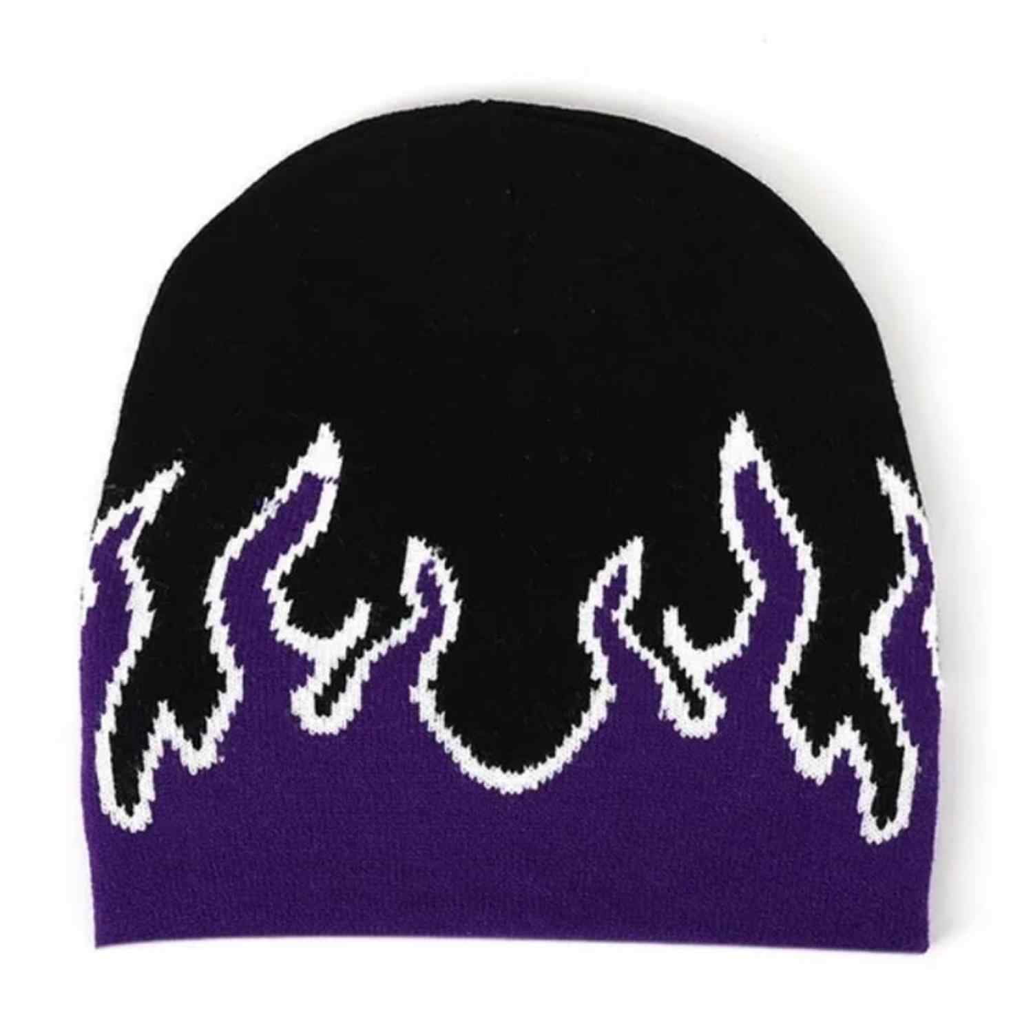 帽子 Carne Bollente Burning Up Beanie Halloween Pumpkin Skull Shaped Candle Burning Flame Beanie Hat for