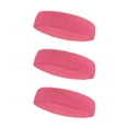 thumbnail image 1 of COUVER Unisex Long Terry Cotton Athletic Head Sweatband Sports Style 3 Pack, Solid Pink, 1 of 7