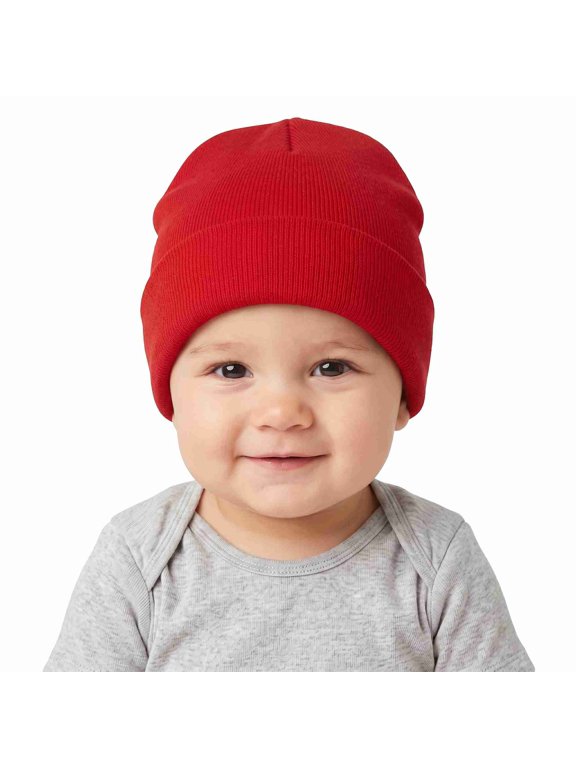 Baby Cotton Knit Beanie Hat Red One Size 1 Piece (1 Count)