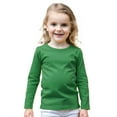 thumbnail image 1 of COUVER Unisex Soft Cotton Solid Color Long Sleeve Kids/Children's Crew Neck Shirt, Green 12M, 1 Pack, 1 of 7