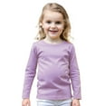 thumbnail image 1 of COUVER Unisex Soft Cotton Solid Color Long Sleeve Kids/Children's Crew Neck Shirt, Lavender 3T, 1 Pack, 1 of 7