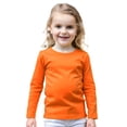 thumbnail image 1 of COUVER Unisex Soft Cotton Solid Color Long Sleeve Kids/Children's Crew Neck Shirt, Light Orange 3T, 1 Pack, 1 of 7