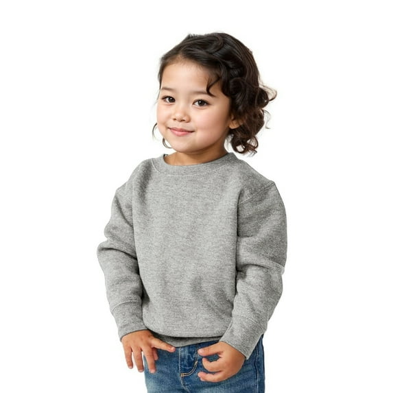 COUVER Unisex Toddler Warm Fleece Crewneck Long Sleeve Sweatshirt, Heather, 4T, 1 Piece