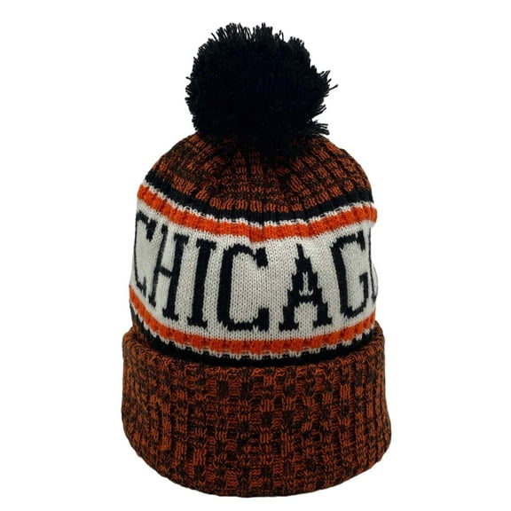 COUVER Unisex US City Name Embroidered Beanie, Chicago / Orange / Black, One Size, 1 pc