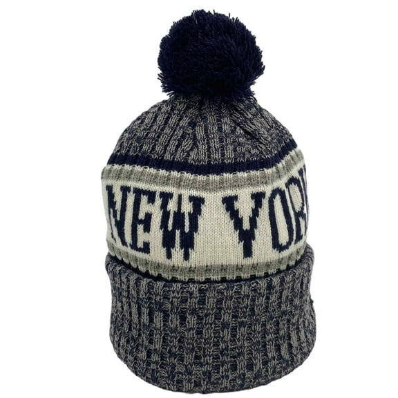 COUVER Unisex US City Name Embroidered Beanie, NY-New York / Navy / Grey, One Size, 1 pc