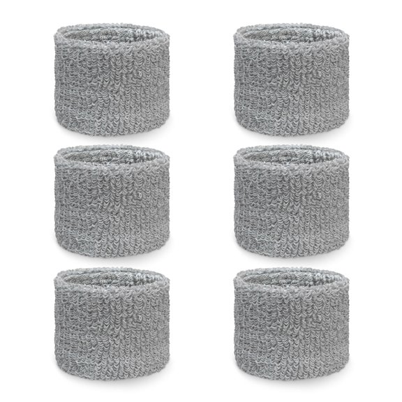 COUVER WBY330 2.5" Tall Cotton Team Color wristbands for Event use, Party Favor, Summer/Day Camp, School/Church Activities, LIGHT GRAY, 6PCS Set Pack