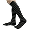 thumbnail image 1 of COUVER Women 0.5" Stripe Fashion Costume Knee High Socks, Black / Charcoal, 1 Pair, 9-11, 1 of 7