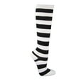 thumbnail image 1 of COUVER Women 1" Stripe Fashion Costume Knee High Socks, White / Black, 9-11, 1 Pair, 1 of 6