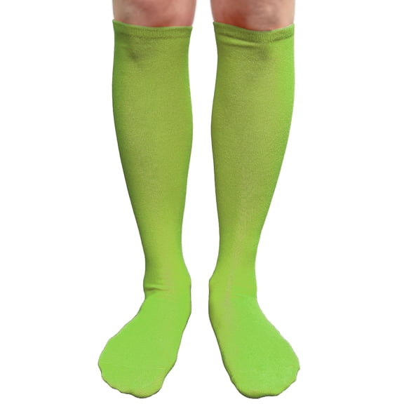 COUVER Bright Lime Green Knee High Socks for Women Knee Tube Socks Womens Athletic Socks Cotton Knee High Socks, 5-9.5, 1 Pair