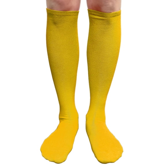 COUVER Bright Yellow Knee High Socks for Women Knee Tube Socks Womens Athletic Socks Cotton Knee High Socks, 5-9.5, 1 Pair