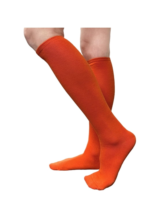 Dark Orange Knee High Socks for Women Knee Tube Socks Womens Athletic Socks Cotton Knee High Socks, 5-9.5, 1 Pair
