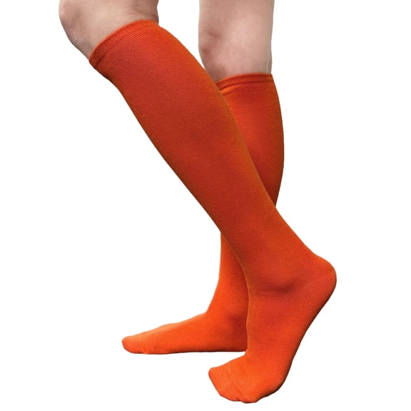 COUVER Dark Orange Knee High Socks for Women Knee Tube Socks Womens Athletic Socks Cotton Knee High Socks, 5-9.5, 1 Pair