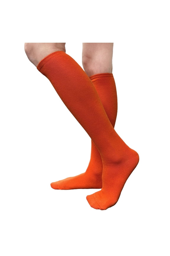 Dark Orange Knee High Socks for Women Knee Tube Socks Womens Athletic Socks Cotton Knee High Socks, 5-9.5, 1 Pair
