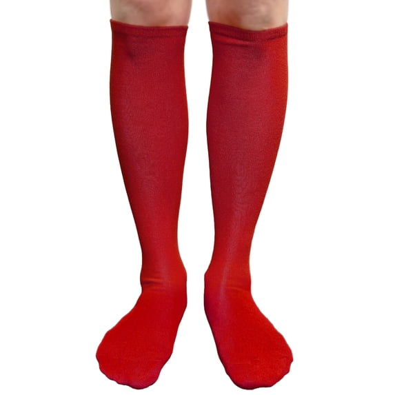 COUVER Red Knee High Socks for Christmas Knee Tube Socks Womens Athletic Socks Cotton Knee High Socks, 5-9.5, 1 Pair