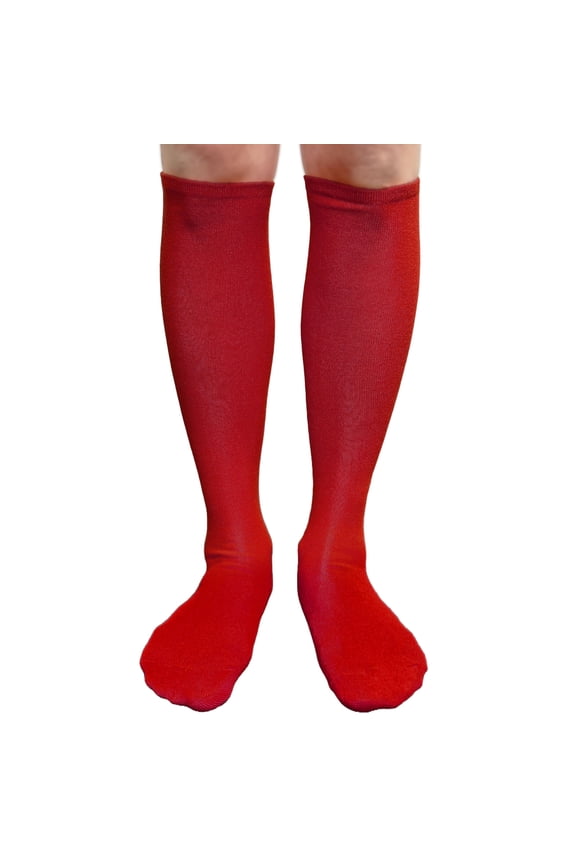 Red Knee High Socks for Christmas Knee Tube Socks Womens Athletic Socks Cotton Knee High Socks, 5-9.5, 1 Pair