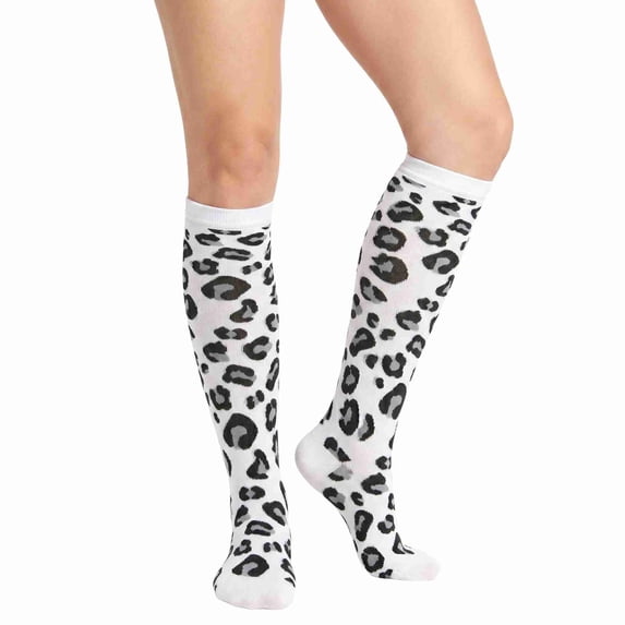 COUVER Women's Animal Print Knee High Fashion Socks Leopard White One Size 1 Pair (Womens)
