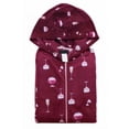 thumbnail image 1 of COUVER Women Hooded Hoodie Fleece Pajama Sleepwear Loungewear, Wine, L, One-Piece, 1 of 2