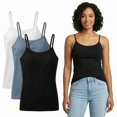 thumbnail image 1 of COUVER Women's Adjustable Spaghetti Strap Camisole Top Black Denim White 3-Pack One Size, 1 of 6