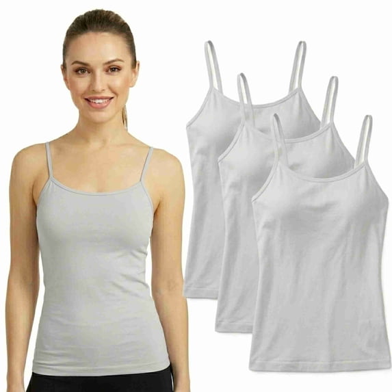 COUVER Women's Adjustable Spaghetti Strap Camisole Top Light Heather Grey 3-Pack One Size