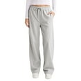 thumbnail image 1 of COUVER Women’s Cozy Fleece Wide-Leg Sweatpants with Drawstring and Pockets, Heather Grey, Large, 1 Pair, 1 of 6