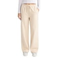 thumbnail image 1 of COUVER Women’s Cozy Fleece Wide-Leg Sweatpants with Drawstring and Pockets, Oat, Medium, 1 Pair, 1 of 6