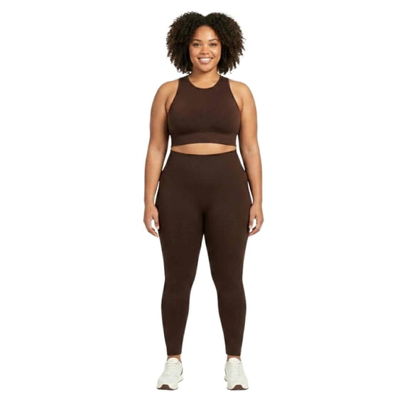 COUVER Women's High Waisted Fleece Lined Winter Warm Tights Leggings Coffee 1-Pack Plus Size