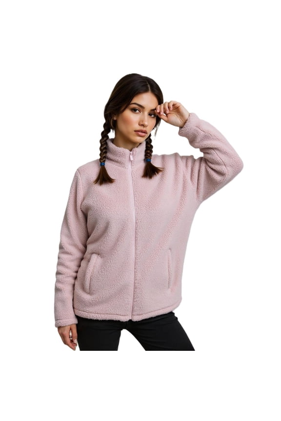 Women’s Lightweight Soft Warm Plush Winter Jacket, SOFT PINK, M, 1 Piece