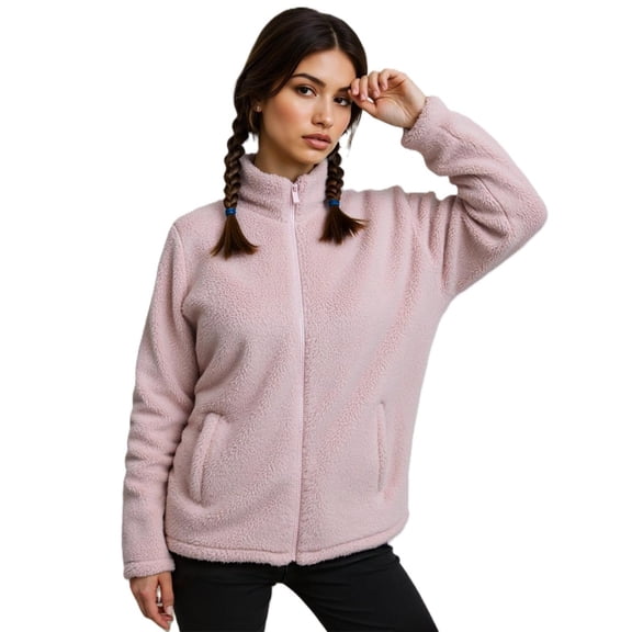 COUVER Women’s Lightweight Soft Warm Plush Winter Jacket, SOFT PINK, S, 1 Piece