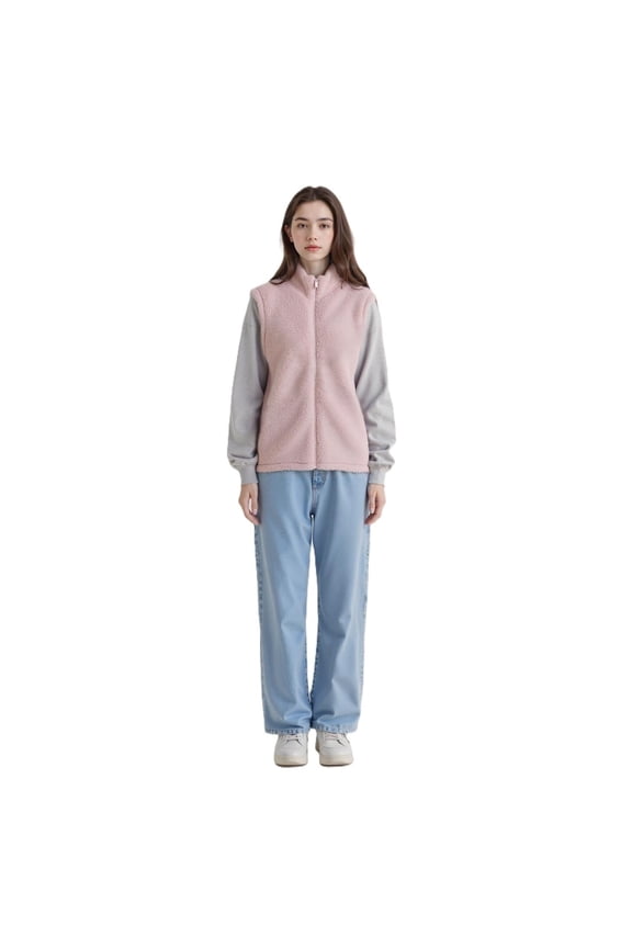 Women’s Lightweight Plush Winter Zip Up Vest Soft Pink Large