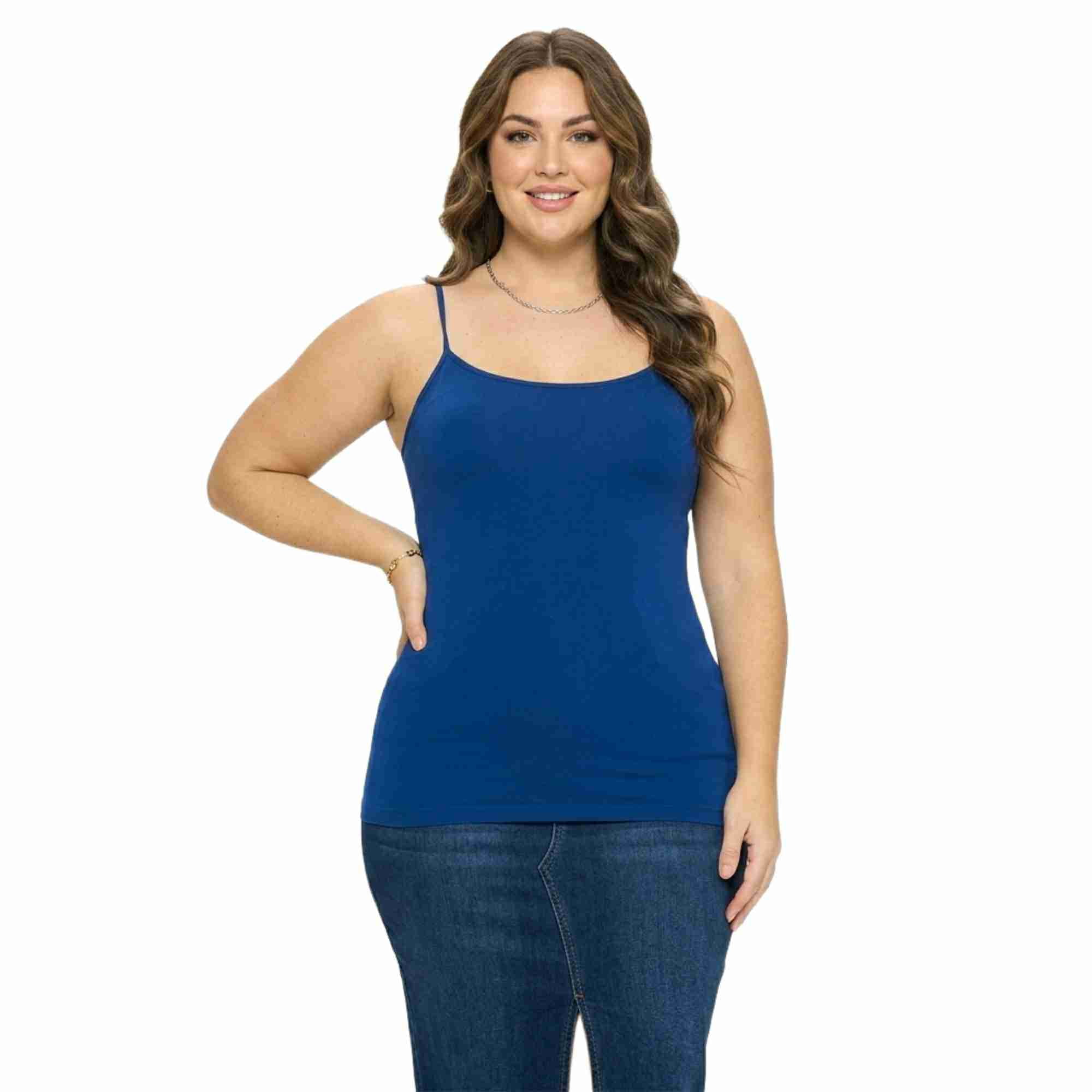 Plus Size Women's Long Cami Spaghetti Strap Seamless Tank Top