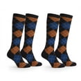 thumbnail image 1 of COUVER Women’s Stylish Argyle Knee High Socks, 2 Pairs, Coffee Mustard Royal, 1 of 7