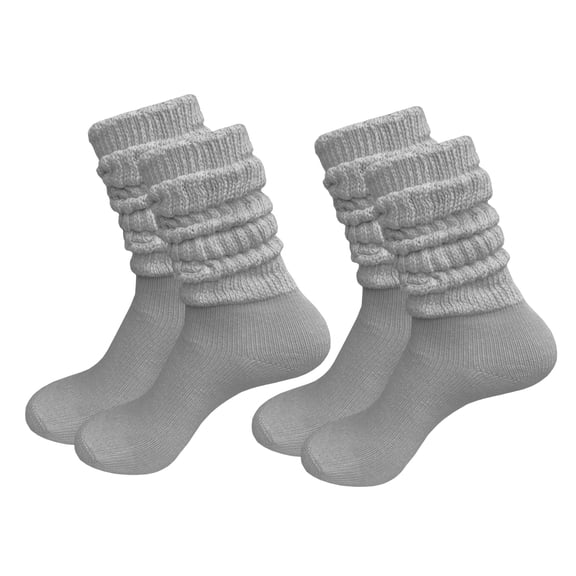 COUVER Womens Cotton Stretch Knee Length Slouch Socks Heather Grey 2 Pairs Size 9-11 (Womens)