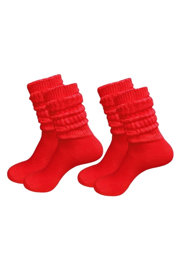 Womens Cotton Stretch Knee Length Slouch Socks Red 2 Pairs Size 9-11 (Womens)