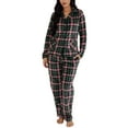 thumbnail image 1 of Womens Ladies Fleece PJ Pajama Set Plaid Black Green Size XL, 1 of 2