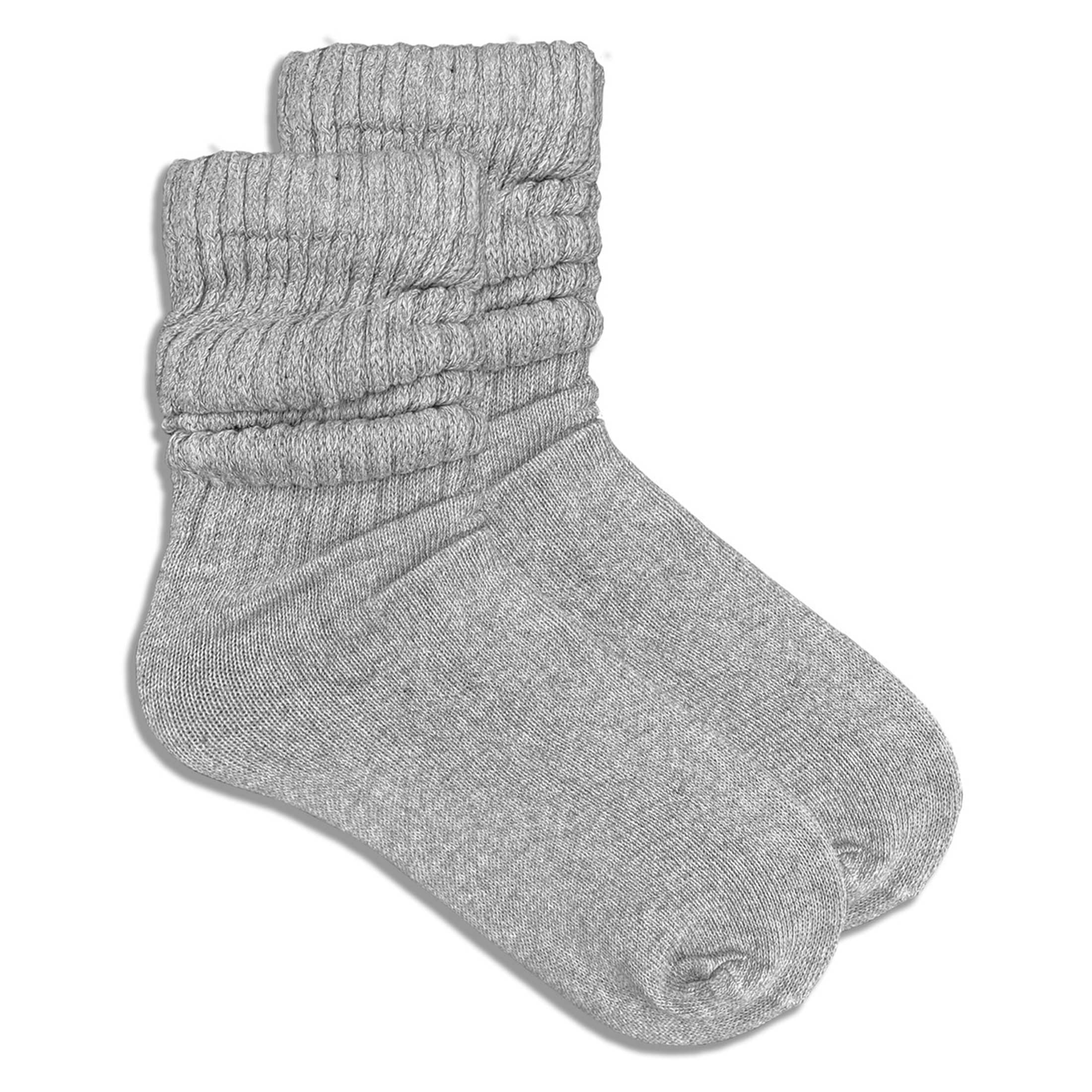 COUVER Womens Slouch Socks Cotton Stretch Crew Length Heather Grey 9